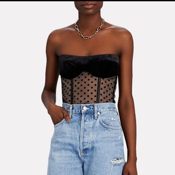 NWT ROZIE CORSETS Strapless Velvet Polka Dot Corset Size 42/ US Large - Picture 16 of 16